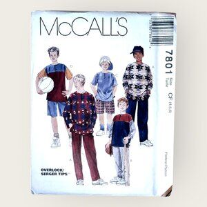 Vintage 1990s McCalls Sewing Pattern 7801 Boys Top Pants Shorts Size 4-6 Uncut